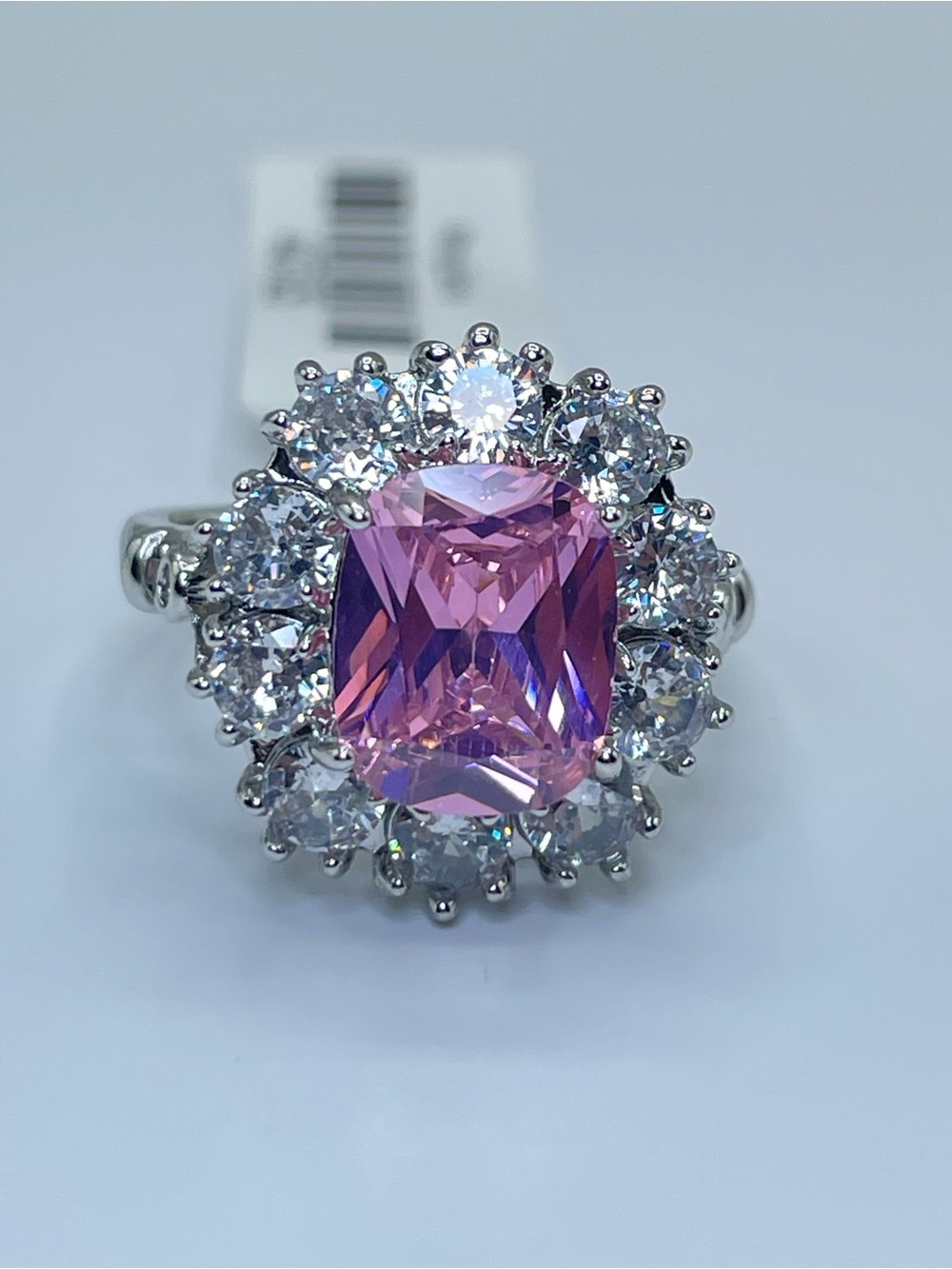 Swarovski Crystal Elements Pink White Swarovski Crystal Halo Bridal Ring Sz 6